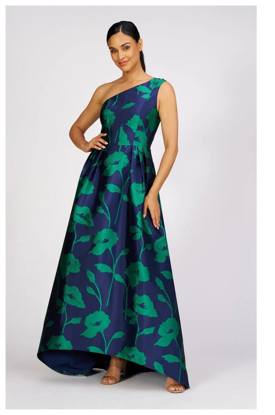 NEW Kay Unger Tiara Floral Print One-Shoulder Gown Size 6